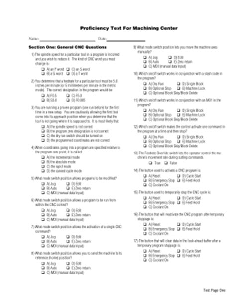 Test: 1**CNC machine questions, practice exam 